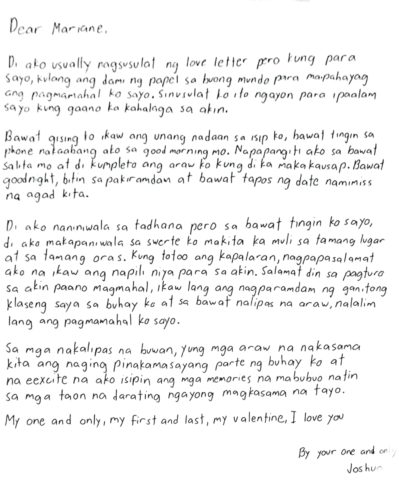 Handwritten Love Letter